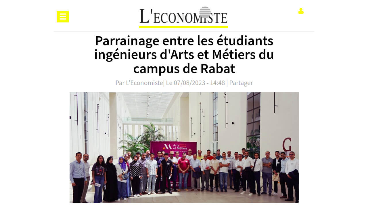 Parrainage entre les étudiants ingénieurs d'Arts et Métiers du campus de Rabat